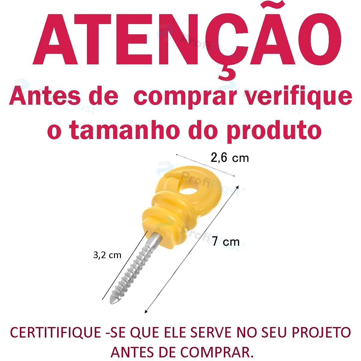 Isolador gancho econômico 7 cm - Amarelo