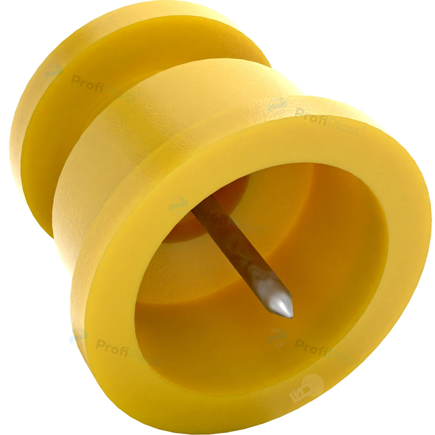 Isolador roldana 30 mm com prego - Amarelo