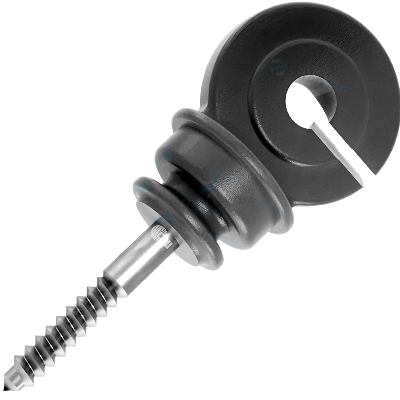 Isolador gancho anel curto 9,5 cm - Preto