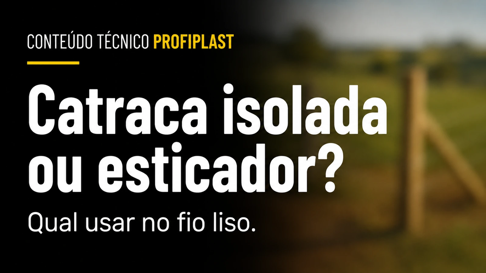 Capa gráfica com o título sobre catraca isolada ou esticador, sobre fundo rural desfocado com postes.