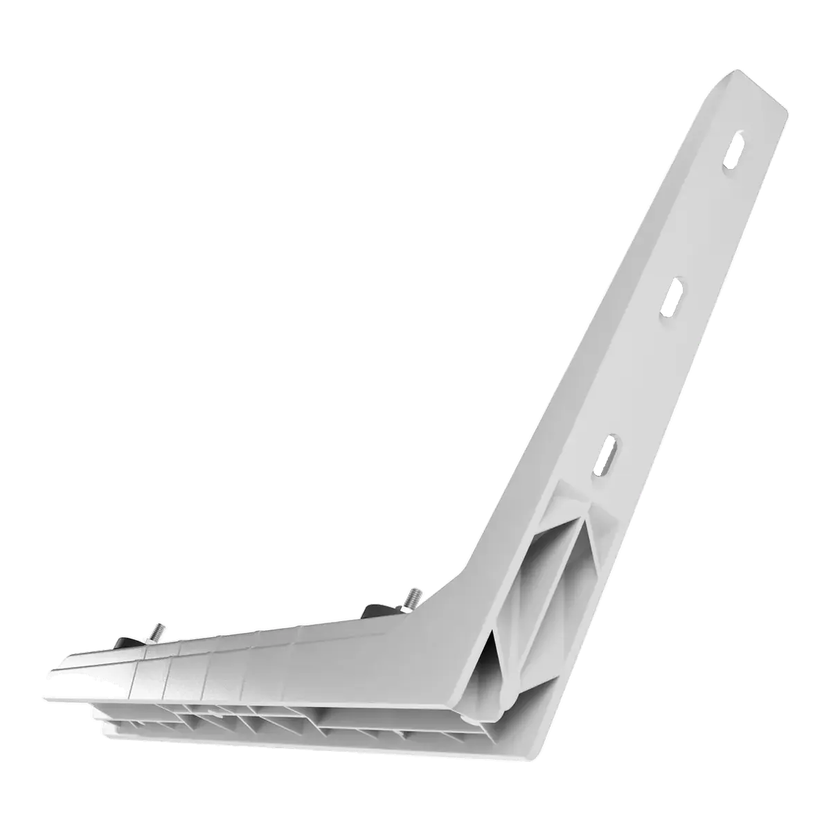Suporte plástico 450 mm para condensadora — peça completa em vista lateral
