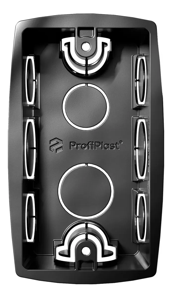 Caixa de luz 4×2 preta — vista frontal